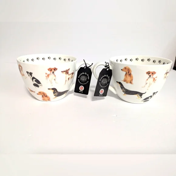 Portobello Bone China The Dog Loves Me Best Jumbo Mug Set - Picture 3 of 6